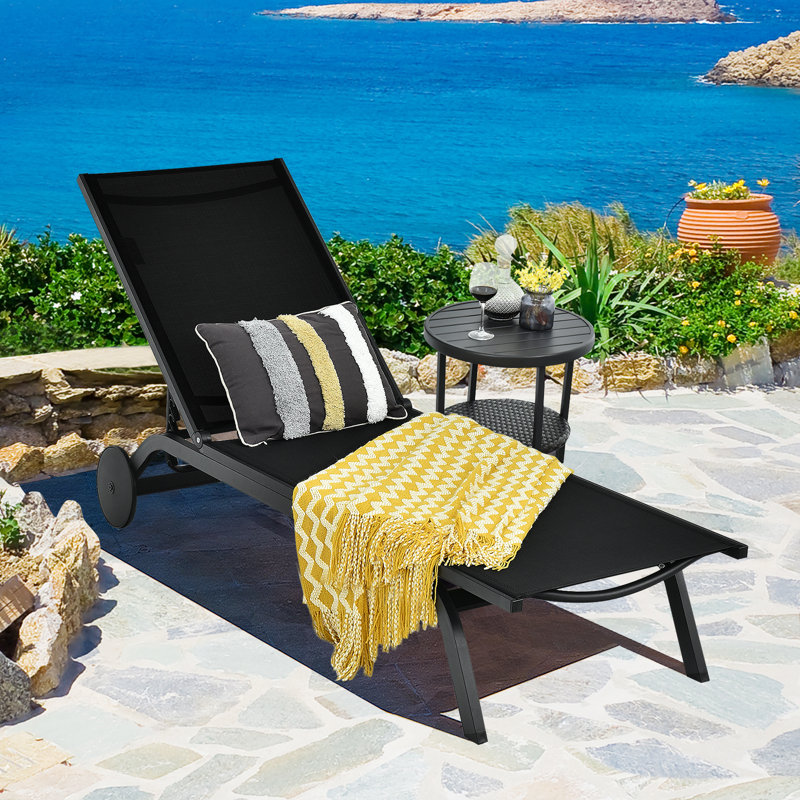 Chaise longue inclinable Ermalinda, Black