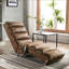 Chaise longue avec massage électrique, 5 modes, dossier ergonomique, conception capitonnée | Noyer brun | Lin-2052790277