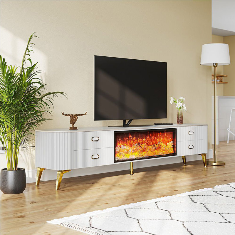 Simulated flame electronic fireplace TV stand