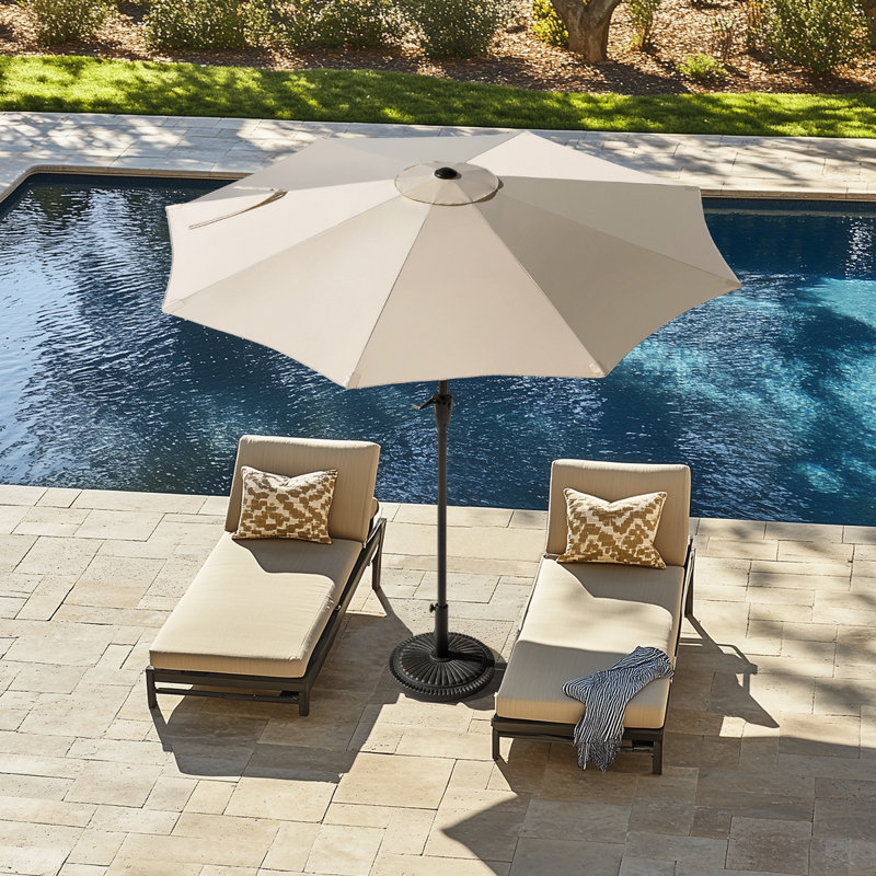 228 cm Round Garden Parasol, with base