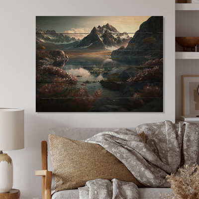 Paysage de montagne II - impression sur bois sans cadre