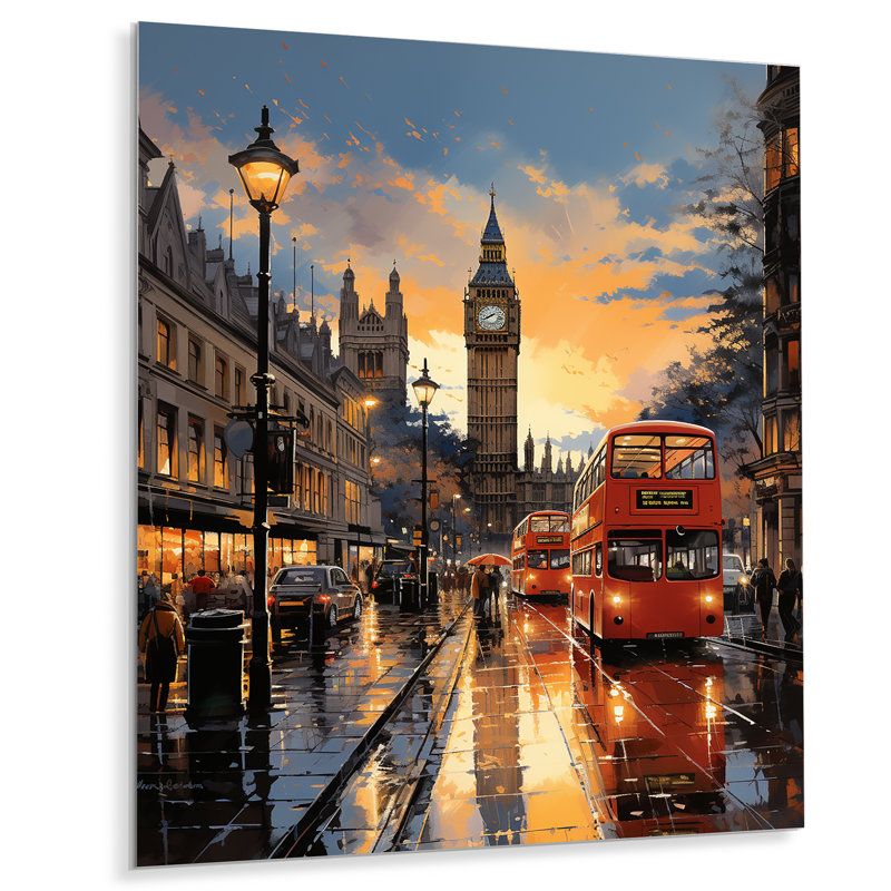 «England City Skylineengland Landscape III», art mural en métal en Angleterre, H 40 po x l 30 po