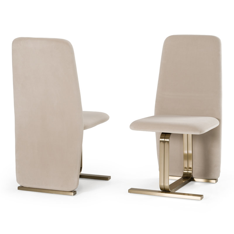 Chaise rembourrée Presa, Gris clair clair / laiton brossé
