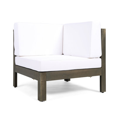 Fauteuil de coin en bois blanc - option de coin, matériau de coussin et aspect élégant avec coussins en tissu d'eau, 31,12 x 31,12 25,9