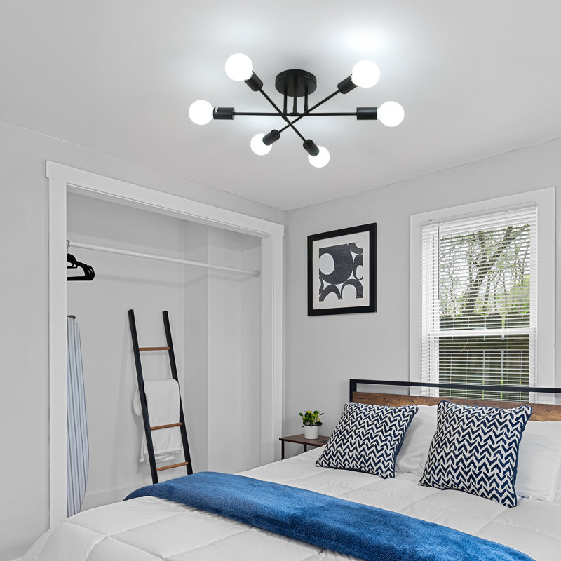 Black Sputnik 6-Light Semi Flush Mount
