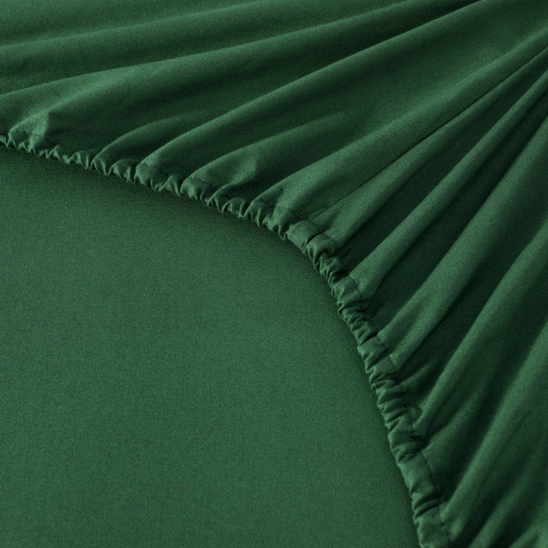 3/4 Pcs Soft Solid & Embroidery Bed Sheets Set, Green, Full