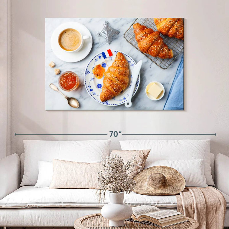 Yarlin, croissants français et café, H 32 po x l 48 po