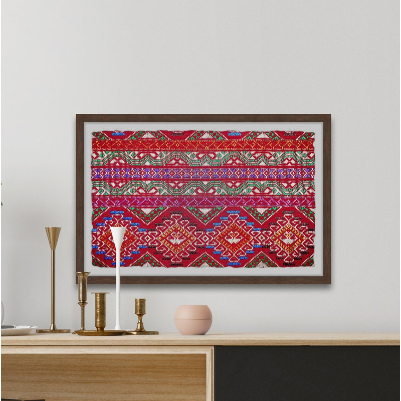 Red Printed Lines - Single Picture Frame Print, 20cm H x 30cm W x 3.81cm D