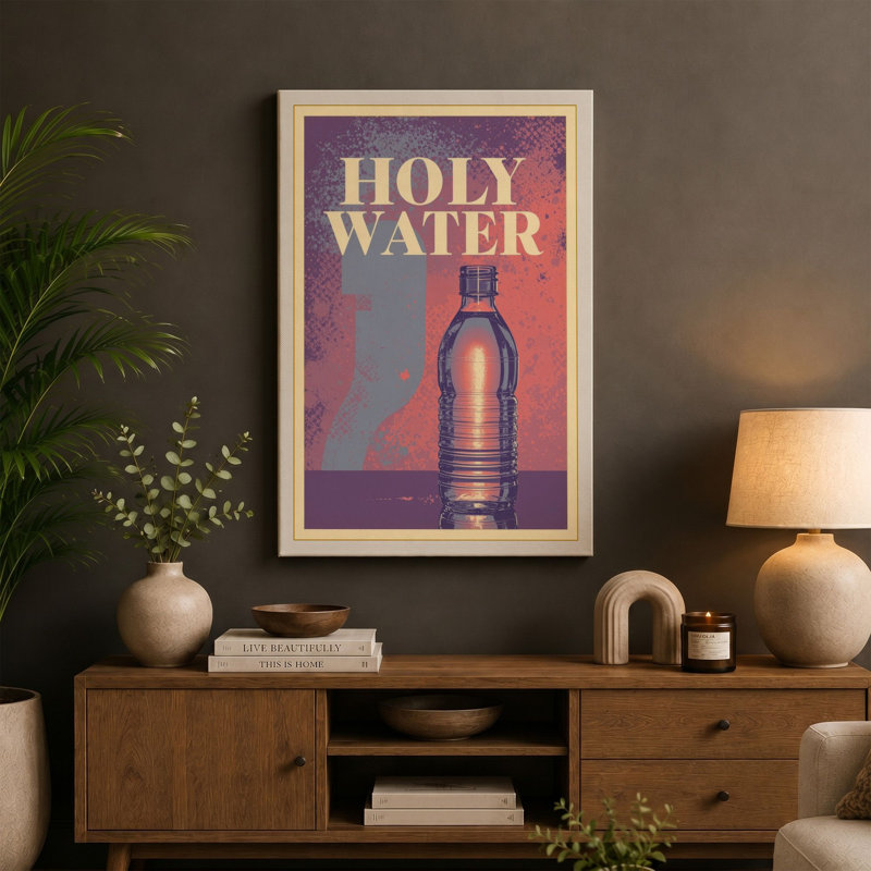 Holy Water Retro - Wrapped Canvas, 36x24 - 91.4 x 61.0 cm, Sage Border