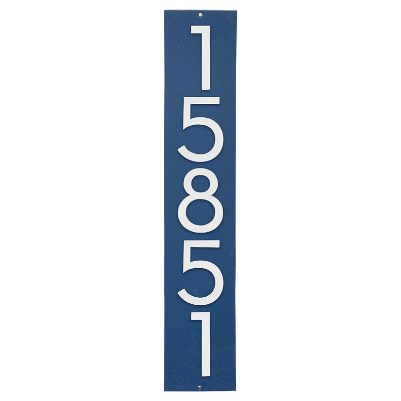 Plaque d'adresse verticale flottante de 6 po, Bleu mer / blanc, Oui