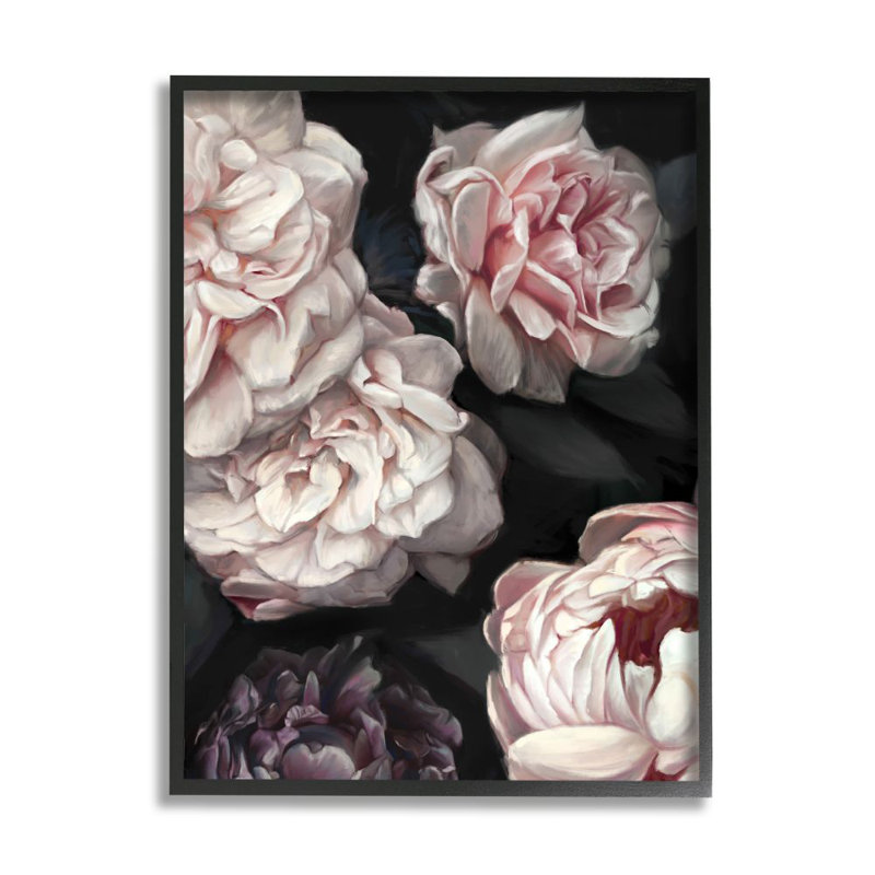 «Clustered Pink and White Florals Elegant Flowers» par Ziwei Li - impression d'art graphique, H 20 po x l 16 po x 1,5 po