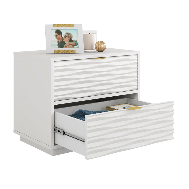 Table de chevet 2 tiroirs Zaire en blanc