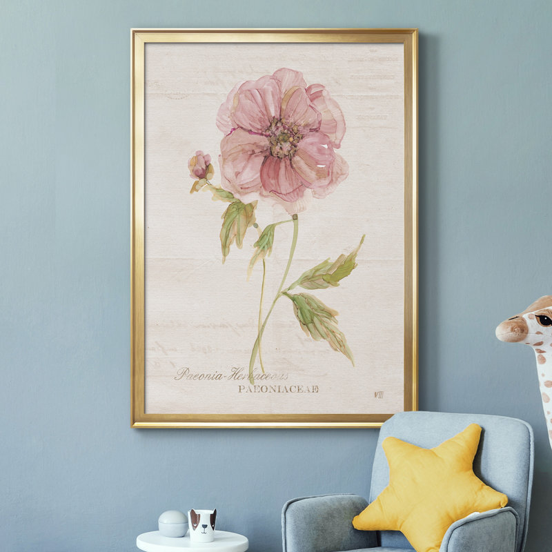 Soft Peony - peinture sur toile encadrée, Or, H 30,5 po x l 42,5 po x P 1,5 po