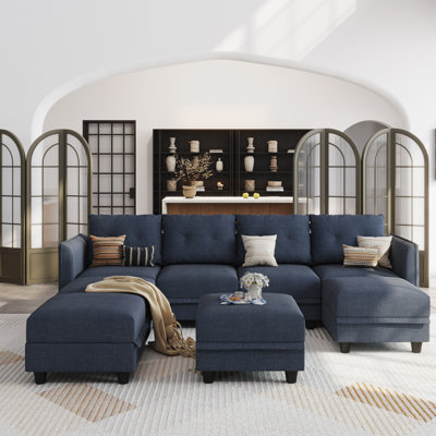 Tomario 8- Piece Upholstered U-Shaped Modular Sectional With Storage
