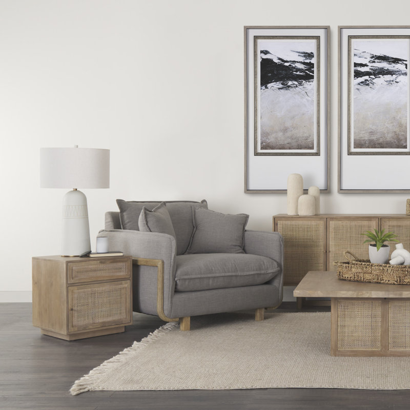 Cinna Solid Wood End Table with Storage, Light Brown
