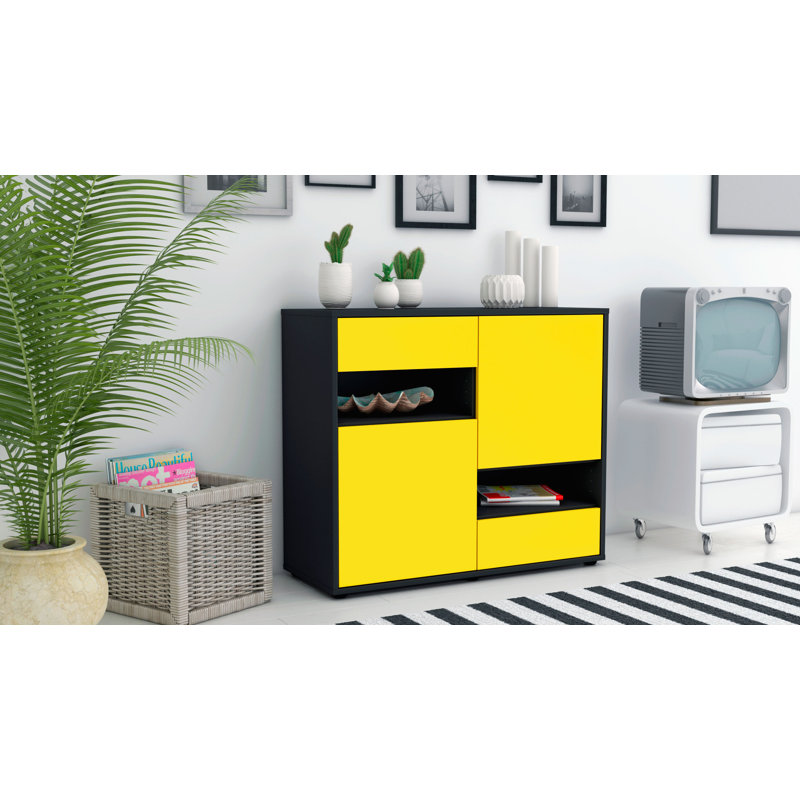 Ramsel 92cm Sideboard, Charcoal/Yellow