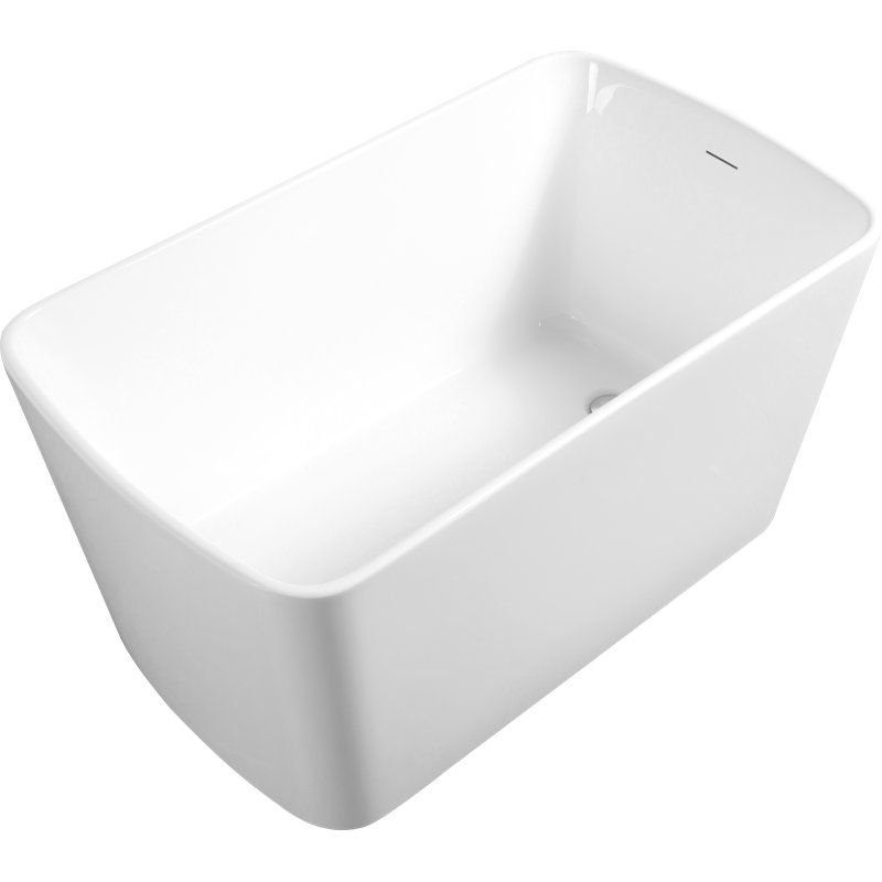 49" Acrylic Freestanding Rectangular Soaking Bathtub With Chrome Overflow And Drain, White