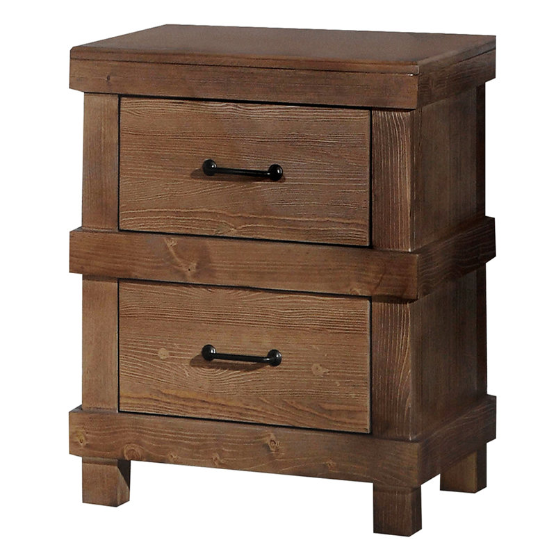 Charmante table de chevet rustique avec deux tiroirs pour rehausser la chambre à coucher