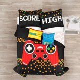 Black/Red 4 Piece Quilt Set