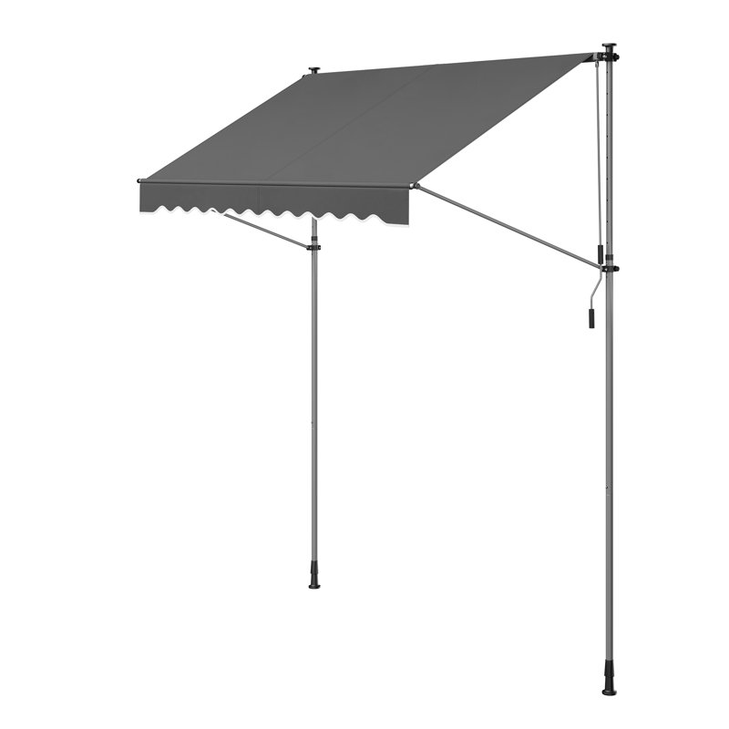 Dakota Fields 120cm W x 250cm D Polyester Cover Retractable Patio Awning, Anthracite Grey