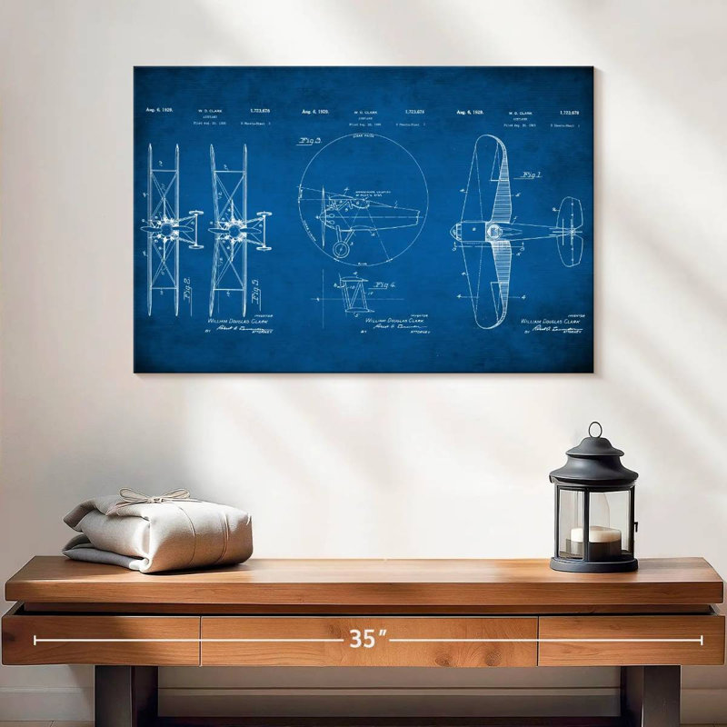 Impression de plans d'aviation, impression sur toile, H 16 po x l 24 po x P 1,25 po