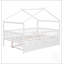 Lit cabane en bois pleine grandeur avec lit gigogne simple, design créatif et fonctionnel pour les chambres d'enfants-898074652-898074653