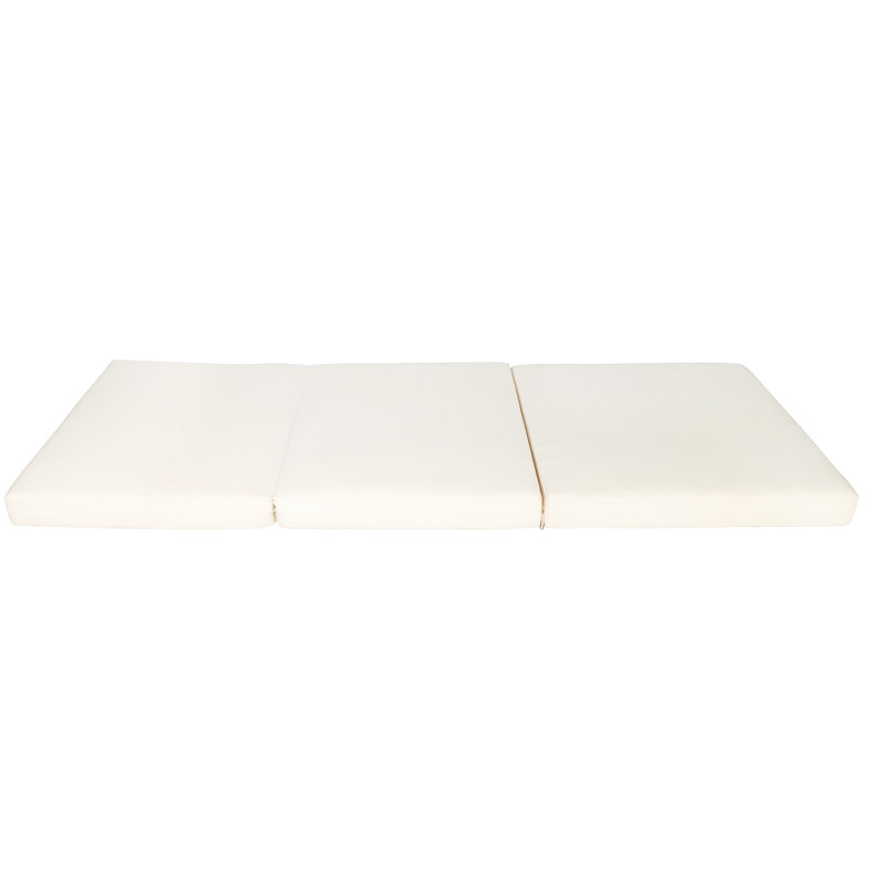 / Chaise Lounge Cushion - Three Folds. Waterproof Material, Foam Padding For Relaxing Sit. 27.8"W X 76.28"D 3.98"H, Cream Folds Version. Weather- Fabric, A Time. 27" W 76.28" D 4" H, Color