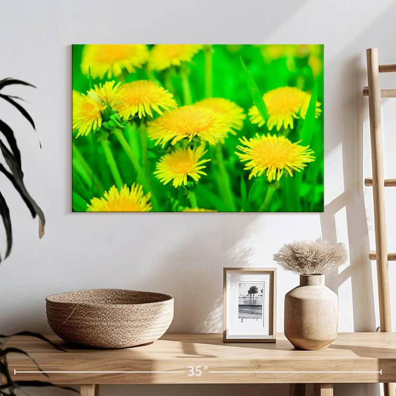 Harnek Bright Yellow Dandelions, 16" H x 24" W