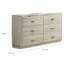 Commode large Fezi, 6 tiroirs, poignées en acier argenté, gris poussiéreux