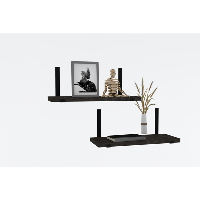 Tablette murale moderne, couleur anthracite, 15,7 po x 5,9 po | 100% panneau de particules enduit de mélamine, épaisseur: 0,7 pouce | Idéal pour la décoration et l'organisation de la maison, design industriel élégant