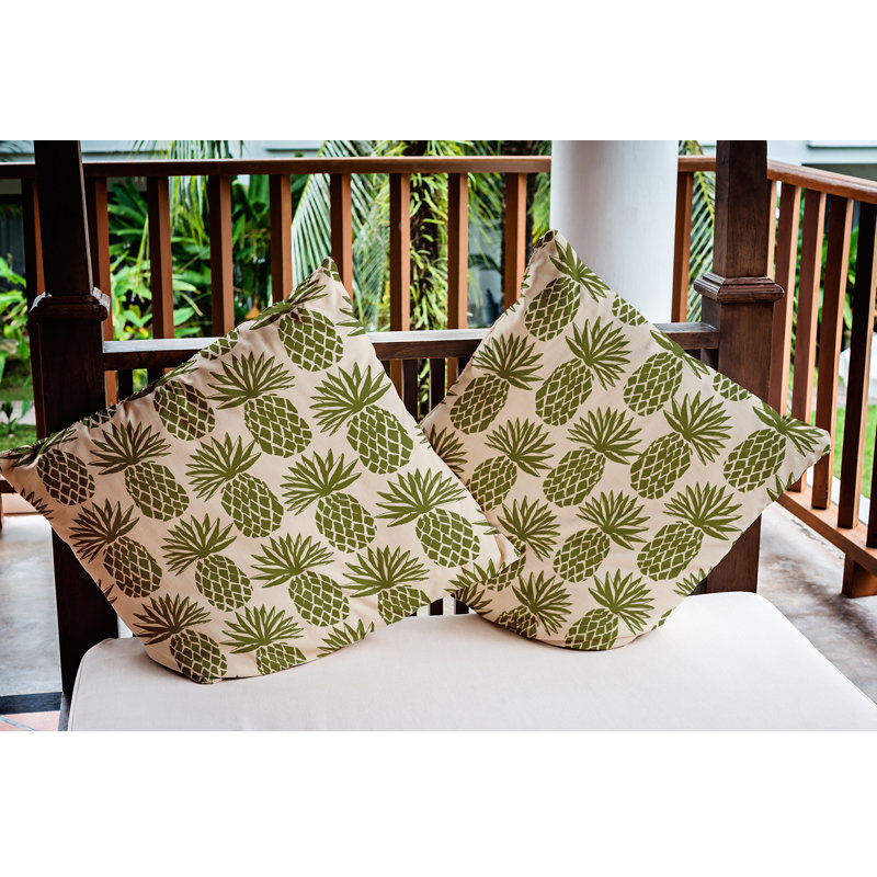 Coussin intérieur / extérieur Pineapple Stripes, 18 po x 18 po, Olive