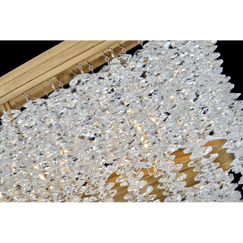 Rubina 48" Six-Light Linear Multi-Tier Chandelier w/ Hand-Strung Crystal Strands