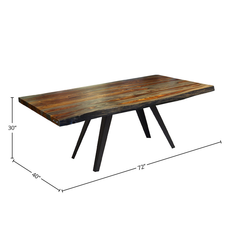 Table de salle à manger Sheesham, H 30 po x L 72 po x l 40 po, Noir / Gris / Brun