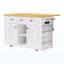 Grand îlot de cuisine de 53 pouces avec 2 tabourets de bar, prise de courant, support de rangement interne pour porte, chariot de rangement de cuisine sur 5 roulettes avec abattant, 5 supports latéraux ouverts, 3 tiroirs, pour la cuisine, la salle à manger, blanc-1644009747