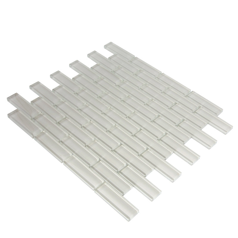 11.9"X 11.9" Polished Glass Brick Tile, Light Gray