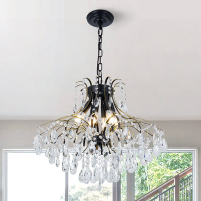 23.6" French Retro Crystal Chandelier for Dining Room Living Room Bed Room 