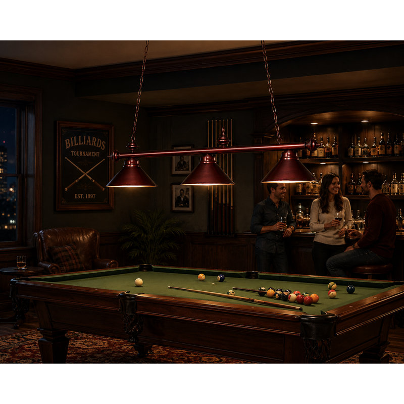 Bowdon 3 - Light Pool Table Linear Pendant By RAM Game Room, English Tudor