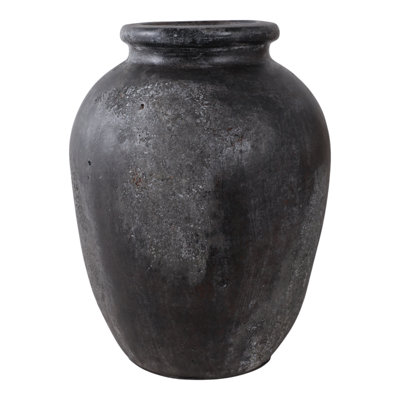 Tiyler Modern Decorative Pottery Terracotta Vase With Textured Surface And Rounded Rim For Casual Home Style Accents Sleek Rustic Design Versatile Standalone Display Handmade-Look Artisan Finish