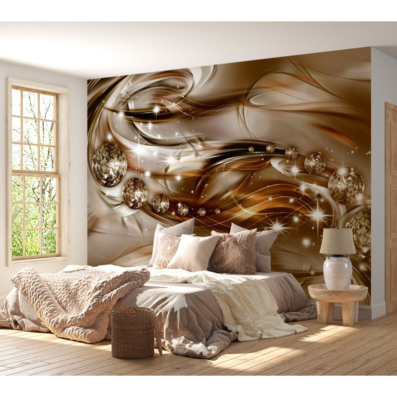 Murale abstraite pelez et collez - Marée chocolat, L 110 po x l 154 po