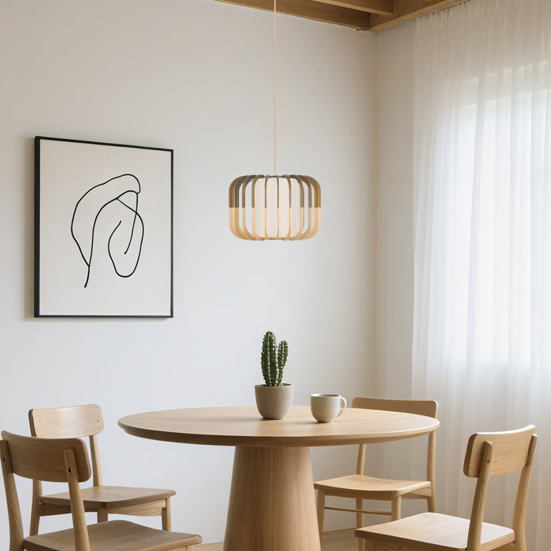 1 - Light Natural Drum Pendant, 28cm H x 40cm W x 40cm D
