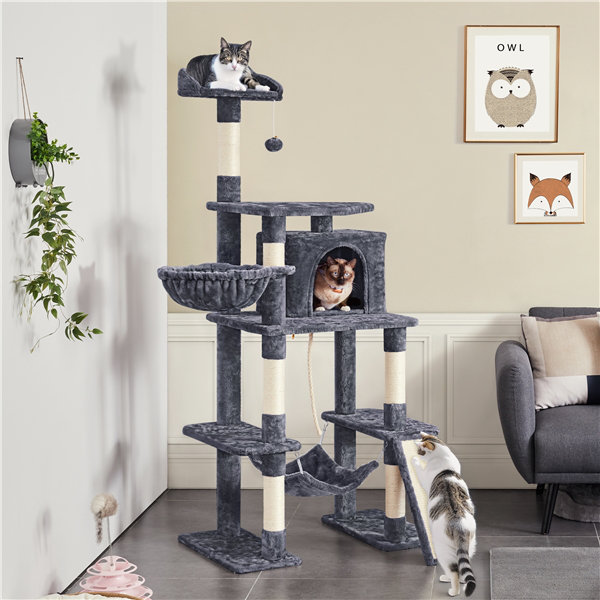 70" Tomaso Multi Level Cat Tree, Dark Grey