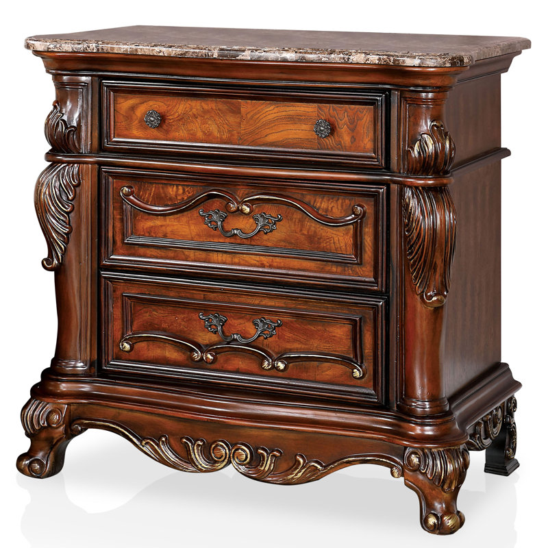 Table de chevet 3 tiroirs en bois Gladys