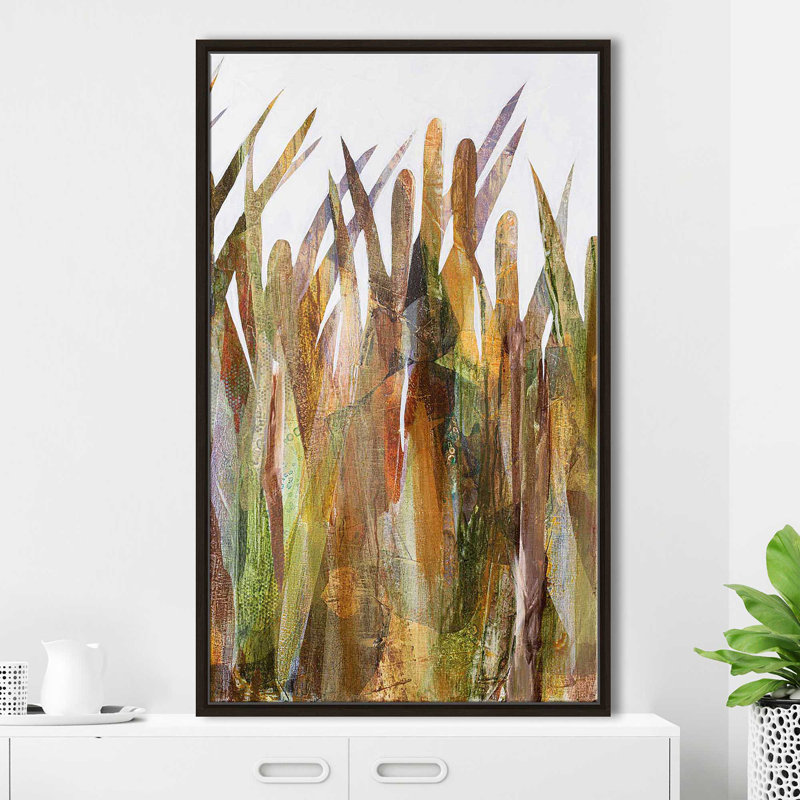Quenouilles II - Peinture, Cadre flottant espresso, H 43,5 po x l 27,5 po x P 2 po