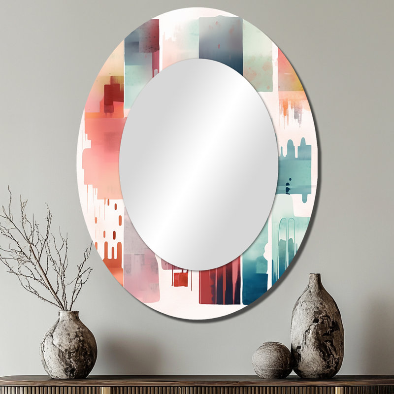 Miroir mural orange et bleu - Expressions artistiques orange IV, 40 po x 30 po
