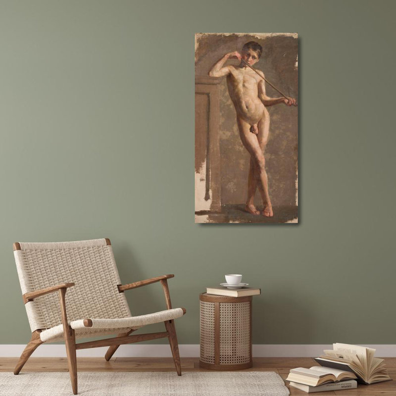 "Nude d'un garçon debout" par Kazimierz Alchimowicz - Toile tendue avec châssis, H 40 po x l 28 po
