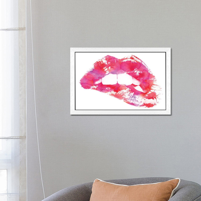 Lippss by Andreas Lie - Print on Canvas, 101.6 cm H x 66.04 cm W, White Floater Framed