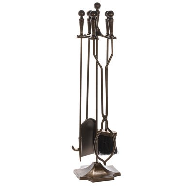 5 pc fireset with ball handles and pedestal base