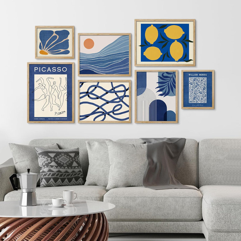 "Picasso Style Morris Florsl", art moderne abstrait boho pour le salon, la chambre à coucher, le bureau, impression encadrée sur papier, 7 pièces