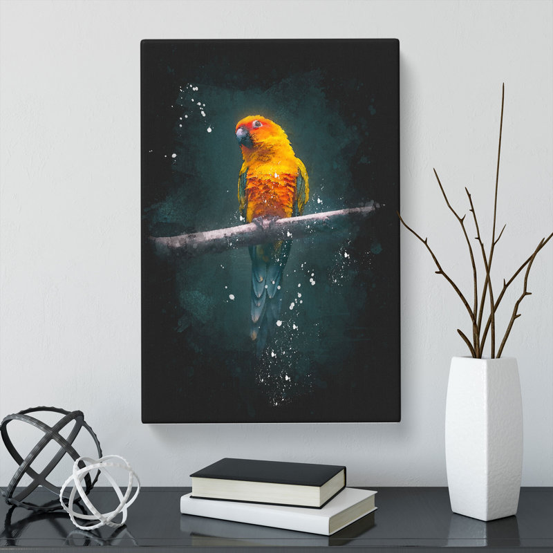 Perched Parrot - Wrapped Canvas, 91cm H x 60cm W x 3cm D