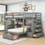 Lit superposé double en bois double avec bureau, tablettes et 8 tiroirs-2039917118